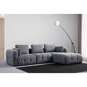 Amaris Sofa na Tri Sjedala s Pouffom - Siva Ugaona Sofa