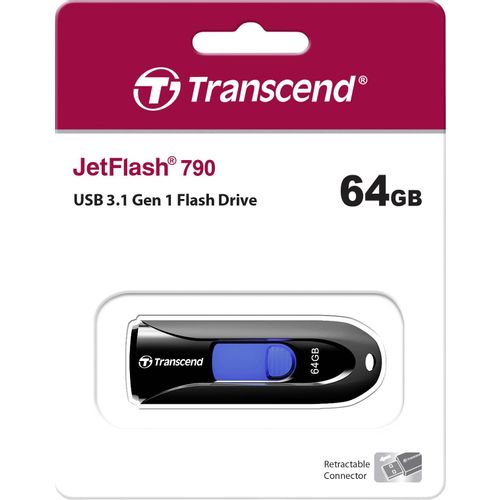 Transcend TS64GJF790K USB 64GB, JetFlash 790K, USB3.1, 100/30 MB/s, Retractable, Black/Blue slika 4