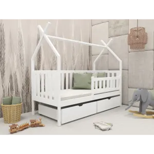 Drveni dečiji krevet Simba sa fiokom - beli - 190/200x90 cm
