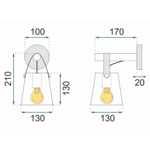 TOOLIGHT Zidna svjetiljka metalno drvena crna APP466-1W crna slika 9