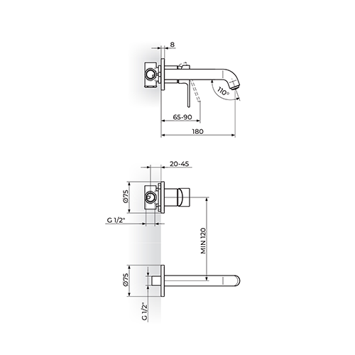 Rosan  S.2 BLACK Uzidna baterija za lavabo slika 2