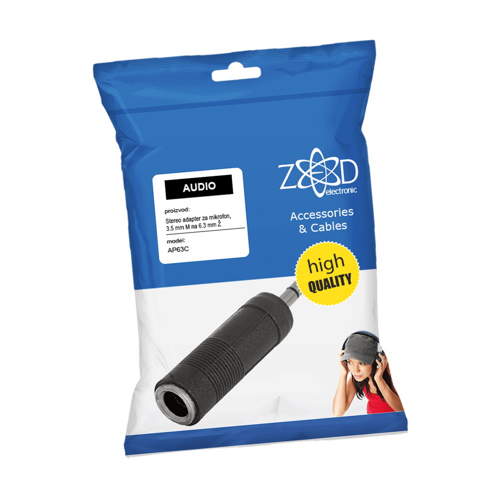 ZED electronic Adapter 3.5 mm M na 6.3 mm Ž, stereo - AP63C slika 1