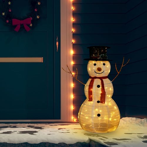 Ukrasni božićni snjegović s LED svjetlom luksuzna tkanina 90 cm slika 1