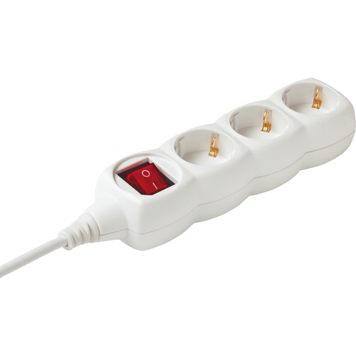 home Produžni kabel, 3 utičnice, prekidač, 1.5mm², 5 met, bijeli - NV 3K-5/WH/1,5 slika 1