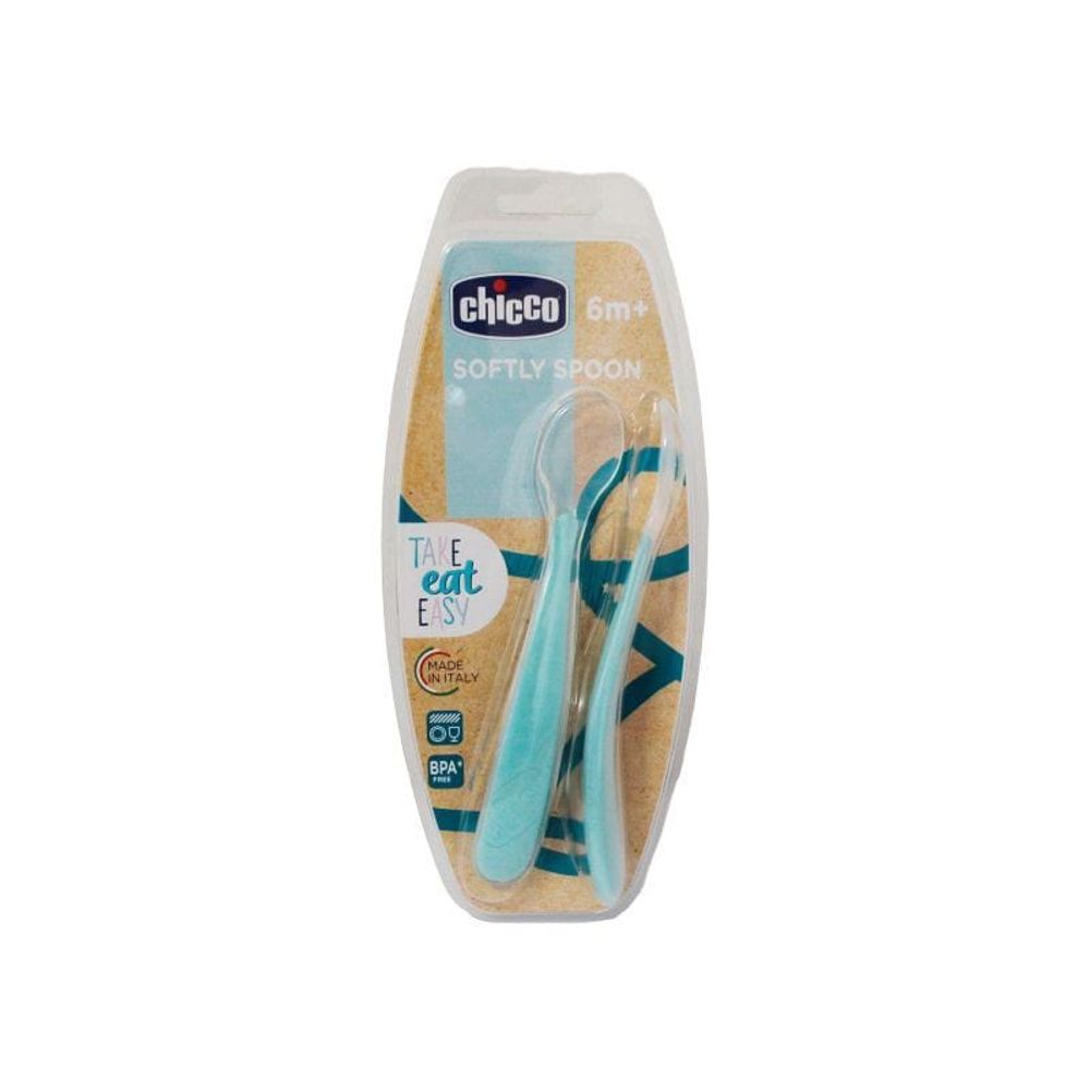 Chicco Silikonska kašika za bebe - Plava, 2 kom slika 1