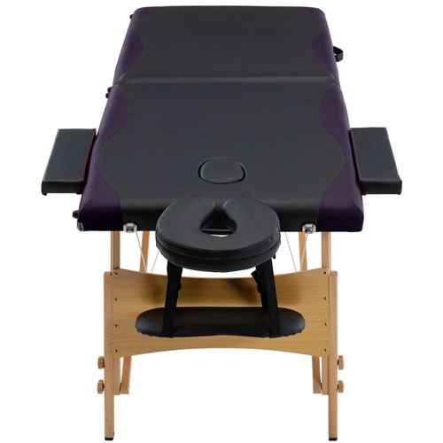 Sklopivi masažni stol s 2 zone drveni crni slika 4