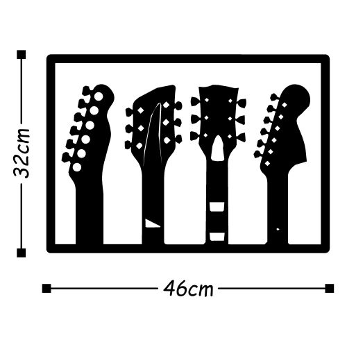 Wallity Metalna zidna dekoracija, Guitar - Black slika 3