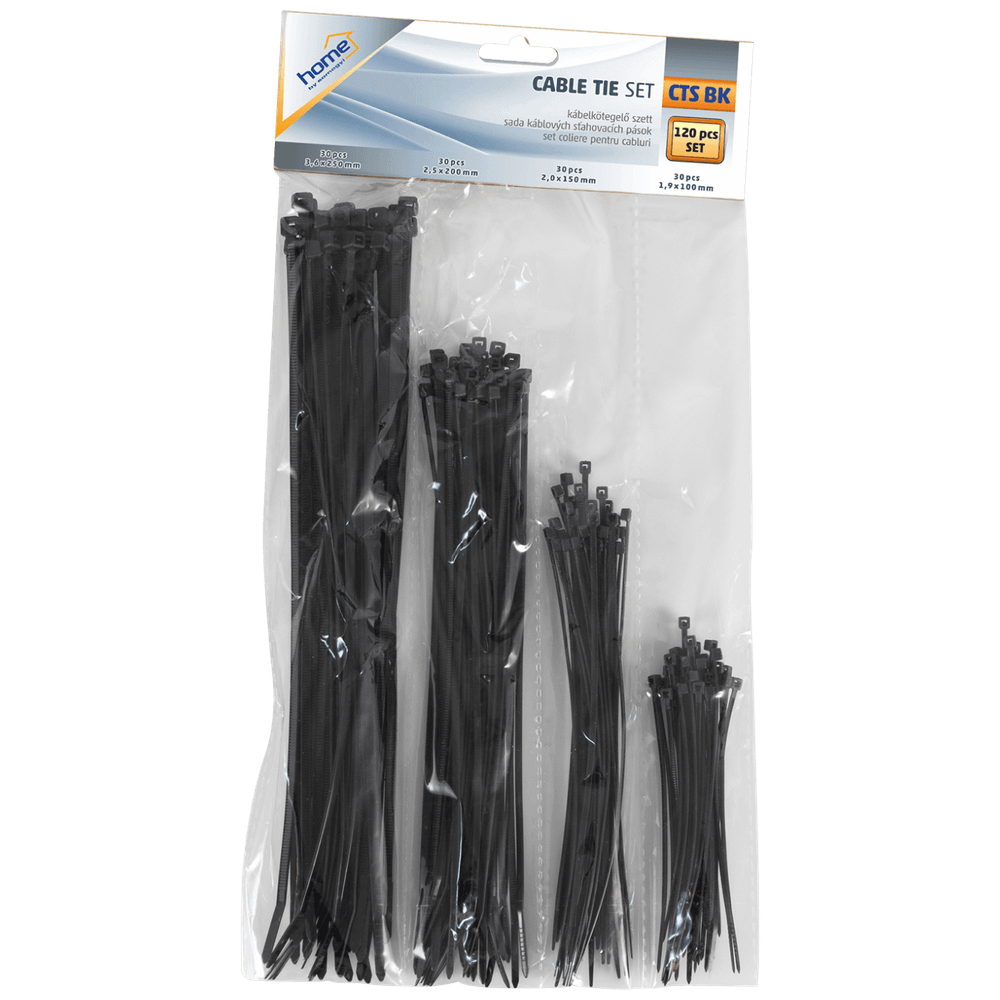 home Plastične vezice, set, 120 kom., crna - CTS BK slika 1