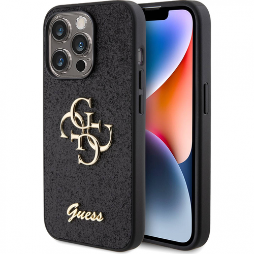 Maska Guess Hc Fixed Glitter 4G Big Metal Logo za iPhone 15 Pro Max 6.7 crna (GUHCP15XHG4SGK) slika 1