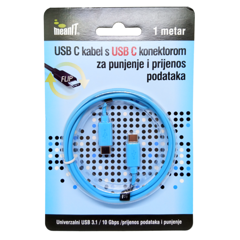 MeanIT USB kabl za smartphone, USB C / USB C, 1 met - KMUSBC2 slika 1