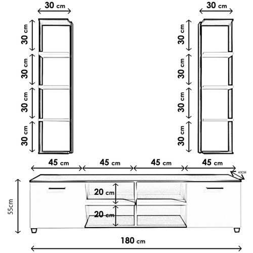Woody Fashion Stalak za televizor, Çift Raflı Tv Ünitesi L512 slika 7