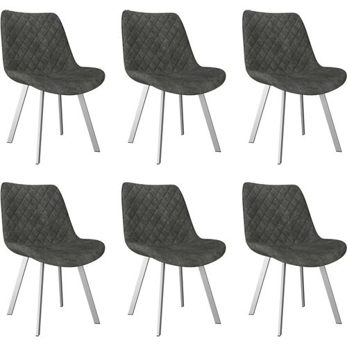 Blagovaonske stolice od umjetne brušene kože 6 kom sive slika 1