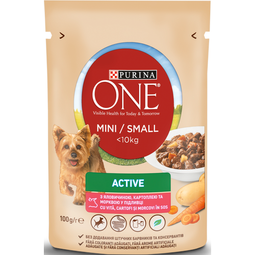 Purina ONE® Active s okusom govedine, krumpira i mrkve, 100 g slika 1