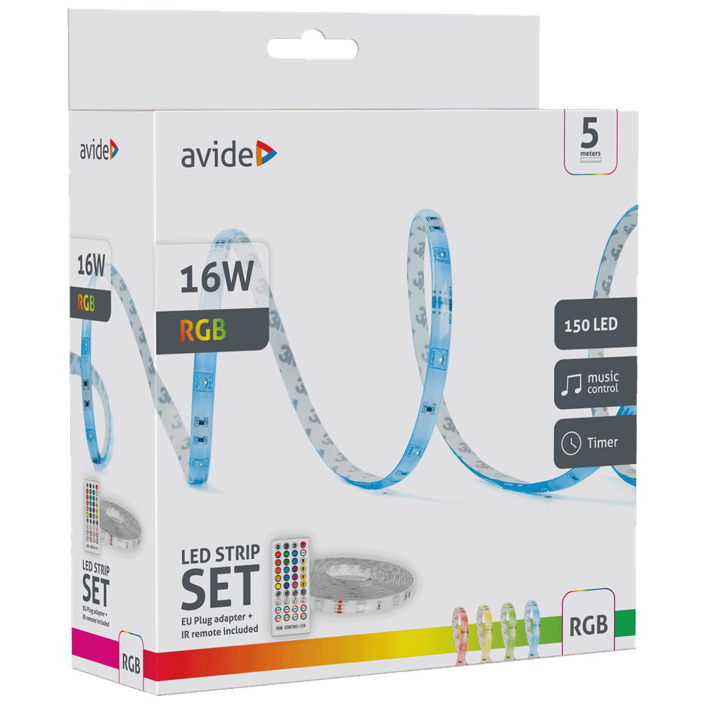 Avide LED traka sa daljinskim upravljačem, RGB, 16W, 12V, 5 met. - ALSB5050RGBMU40-5M slika 2
