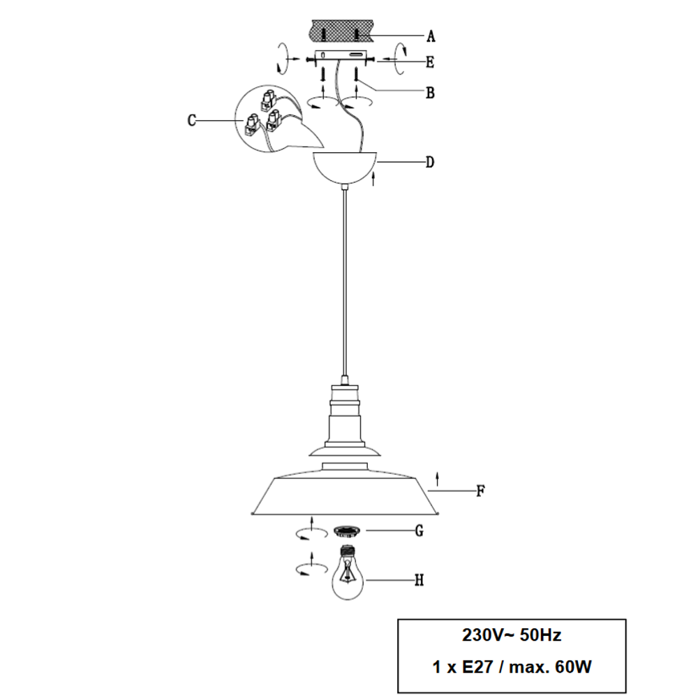 WILL VISILICA D36CM. ANTIK BAKAR slika 5