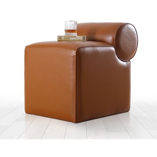 Rohin Deri Puf - Brown Brown Pouffe slika 5