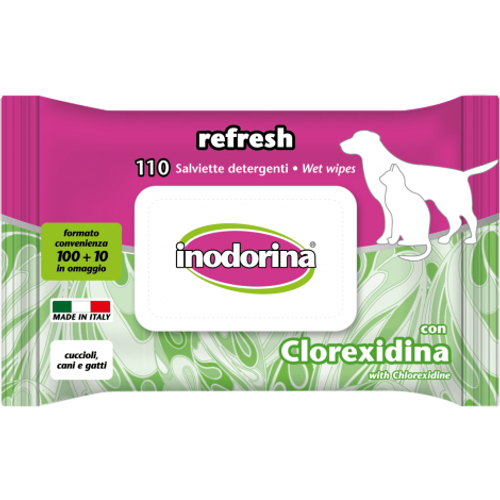 Inodorina Vlažne maramice za pse i mačke Refresh Chlorhexidine 110 kom slika 1