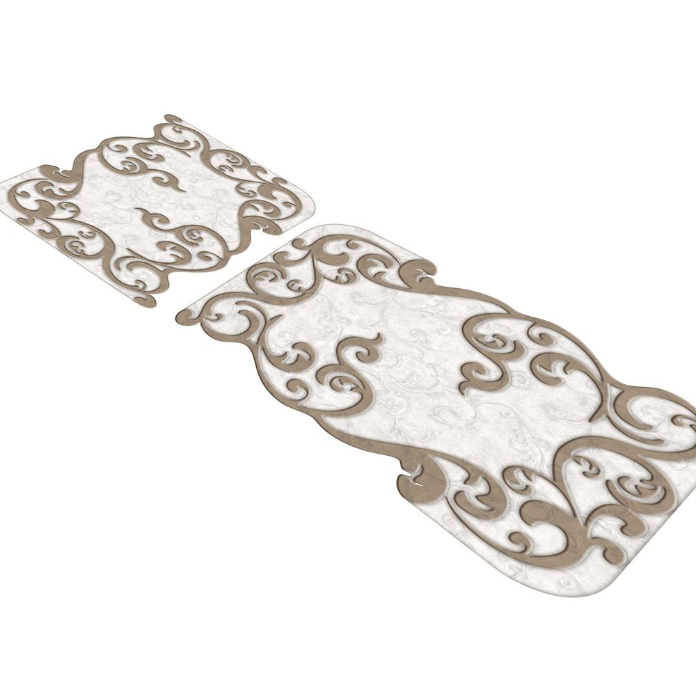 Set Kupatilskih Prostirki Beige & White (2 Komada) slika 4