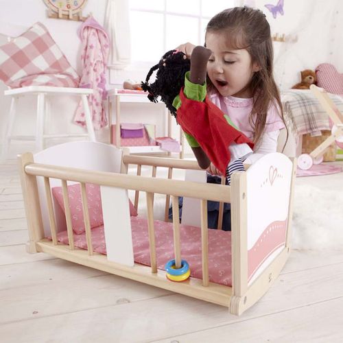 Hape Drvena kolijevka za lutke Rock-a-Bye Cradle E3601A  slika 3