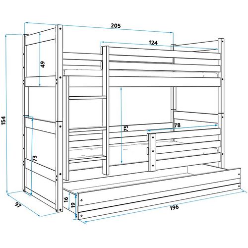 Baloo Bonny Krevet Na Sprat 200X90 Pine Plavi slika 2