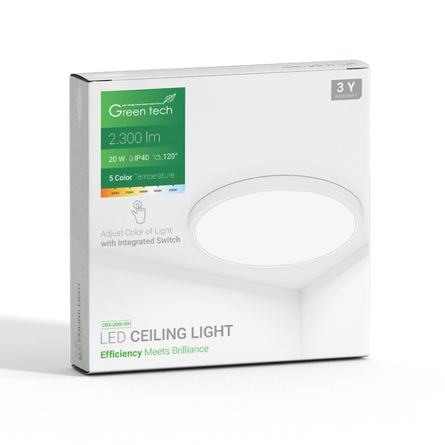 LED plafonjera Green Tech 20W, 5 CCT 3000K-3500K-4000K-5000K-6500K, fi30 cm slika 2