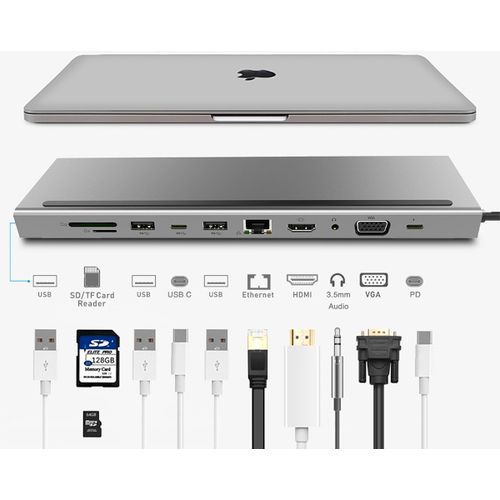 Asonic USB Tip C, 11u1,HDMI/VGA/SD/RJ45/U3 slika 1