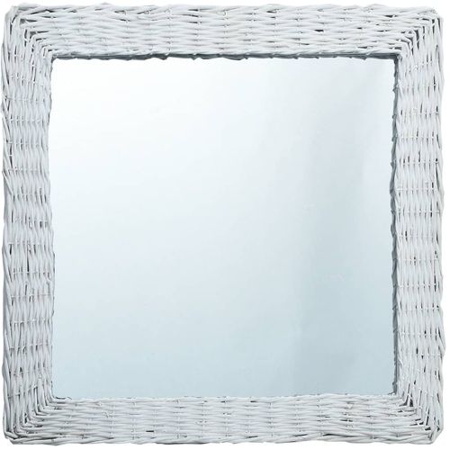 Ogledalo od pruća 50 x 50 cm bijelo slika 11