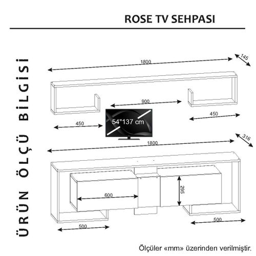 Woody Fashion TV jedinica, Bijela boja Orah, Rose - White, Walnut slika 8