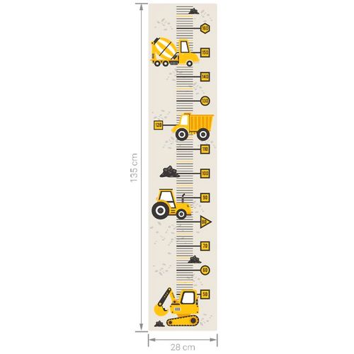 Pastelowe naljepnica za mjerenje visine djece građevinska vozila žuta slika 3