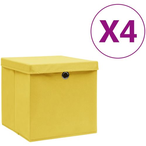Kutije za pohranu s poklopcima 4 kom 28 x 28 x 28 cm žute slika 23