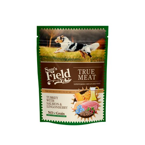 SAM´S FIELD True Meat Hrana za Pse Puretina, Losos i Brusnica, 260 g slika 1