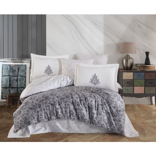 L'essential Maison Mirabel - Grey Grey
White Exclusive Satin Double Quilt Cover Set slika 1