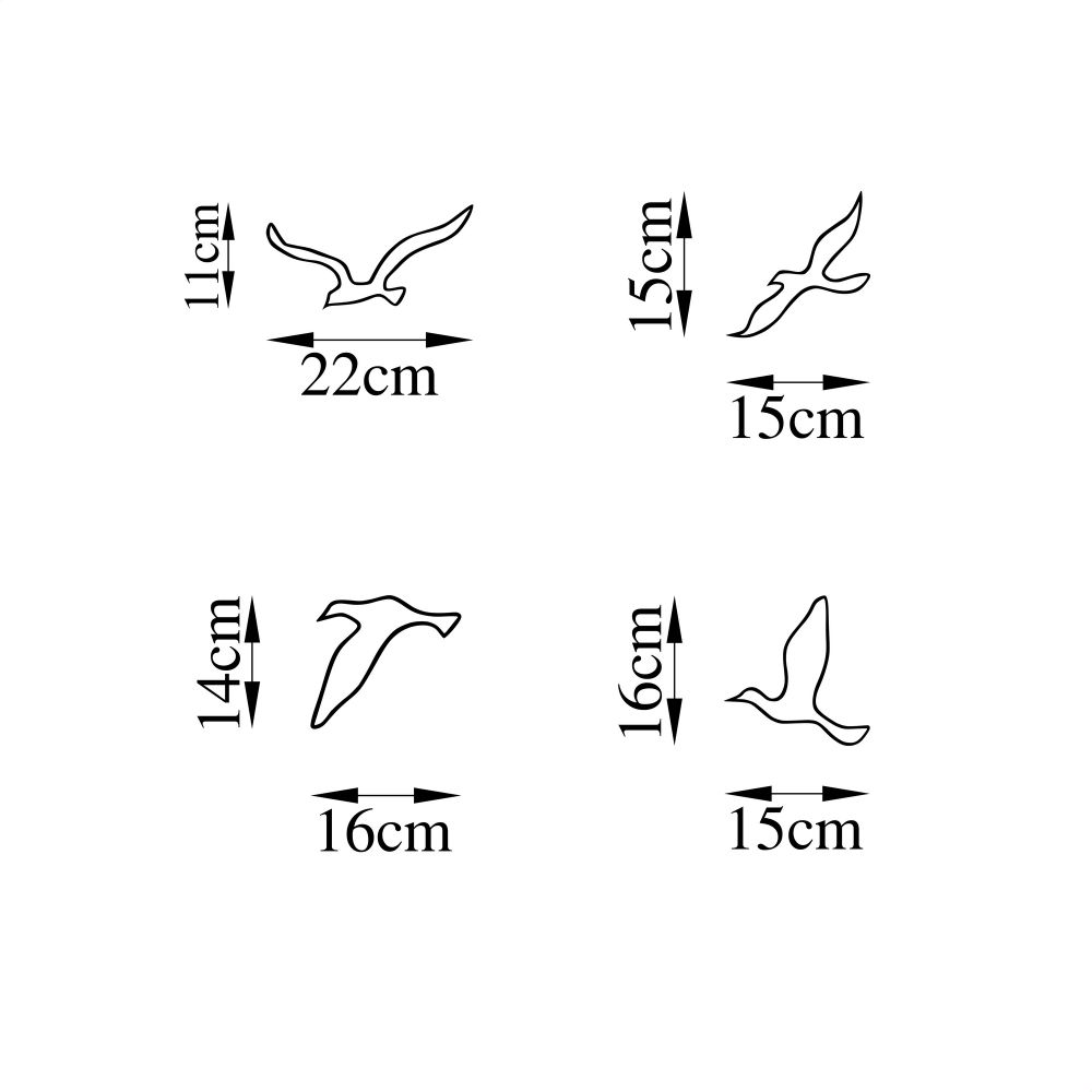 Dekorativni Metalni Zidni Ukras - Birds 486 Crni slika 5