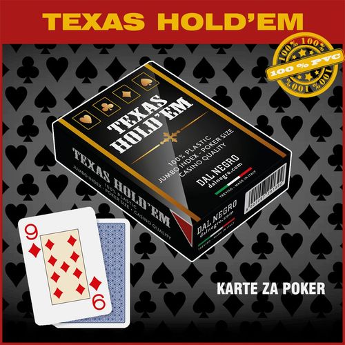 Dal Negro karte za poker 100% plastika jumbo index, plave slika 1