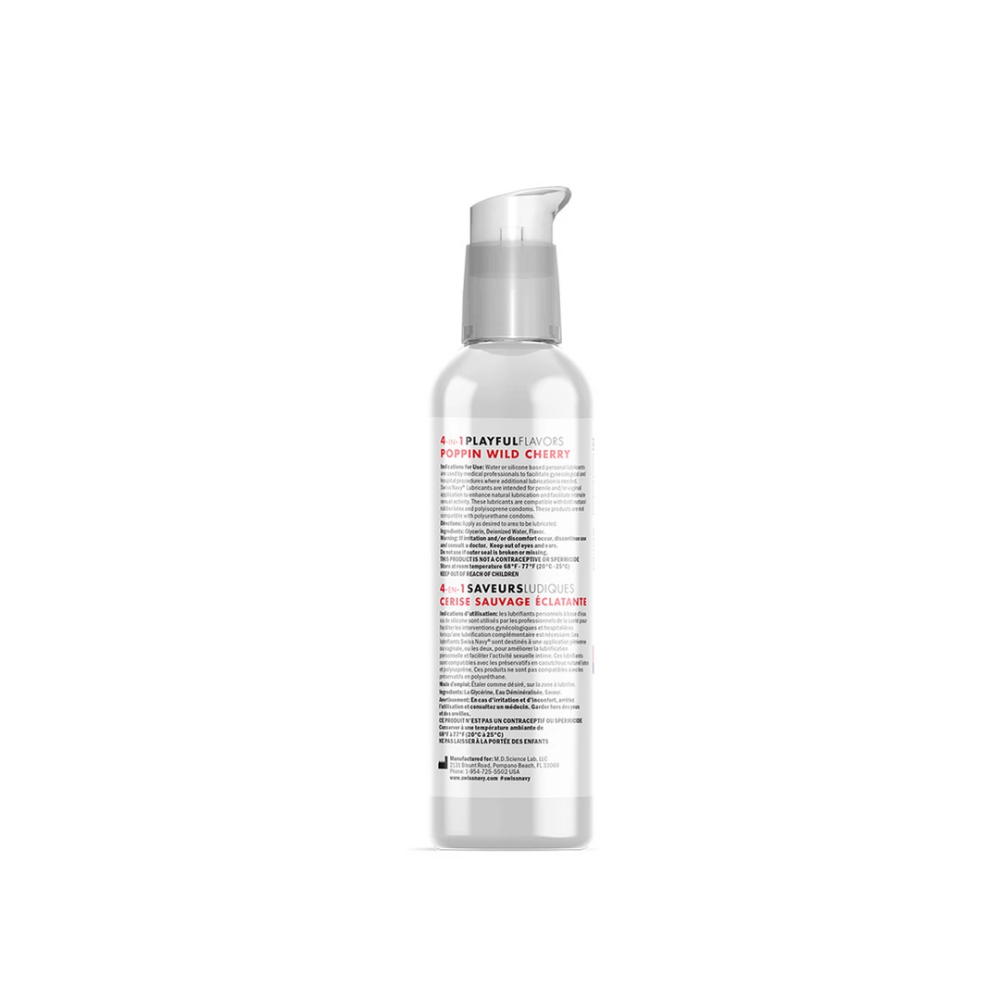 Swiss Navy 4 u 1 lubrikant s okusom poppin divlje trešnje - 4 fl oz / 118 ml slika 2