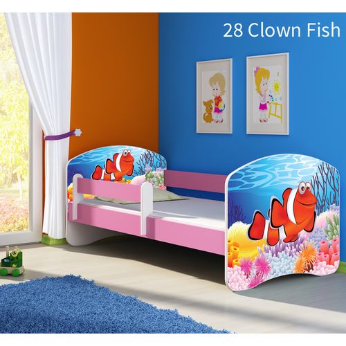 Dječji krevet ACMA s motivom, bočna roza 140x70 cm 28-clown-fish slika 1