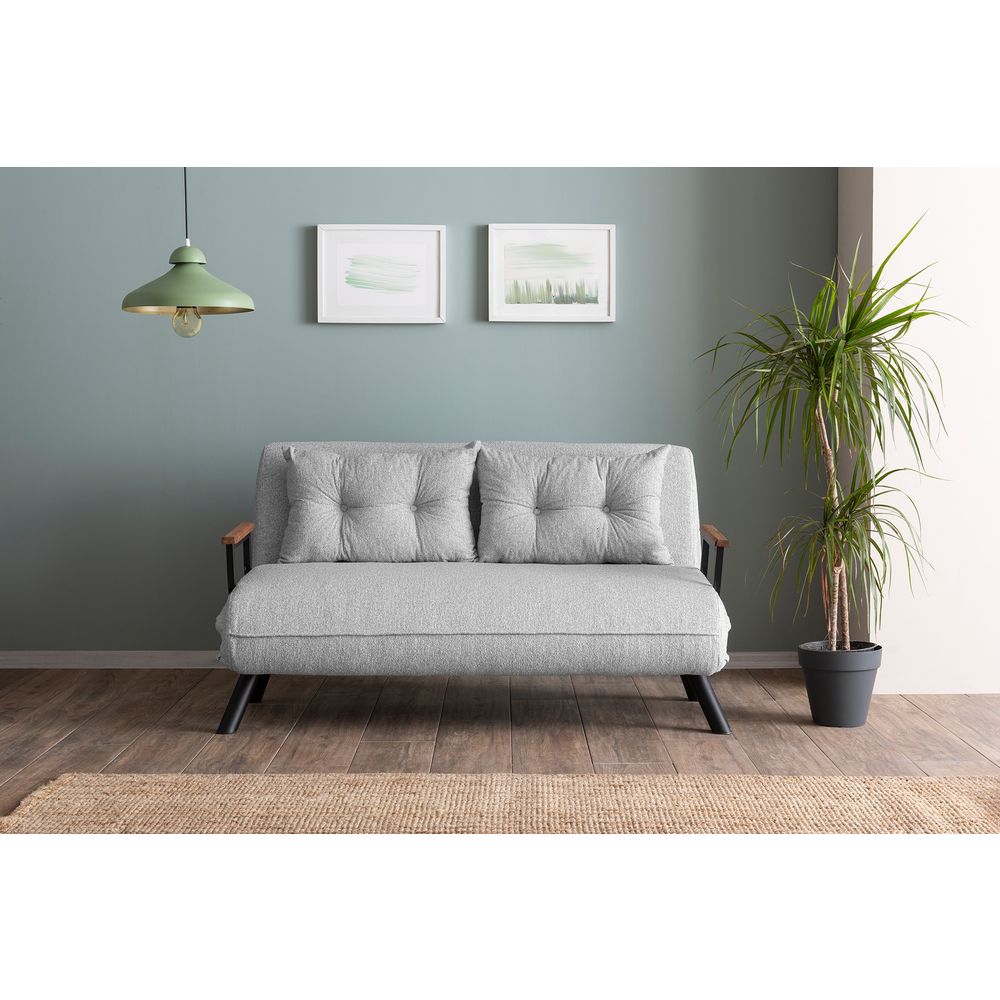 Sando 2-Sjedišni Sofa-Krevet - Teddy Tkanina - Siva slika 2