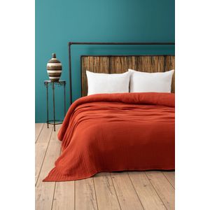 Muslin - Tile Red (220 x 250) Tile Red Double Bedspread