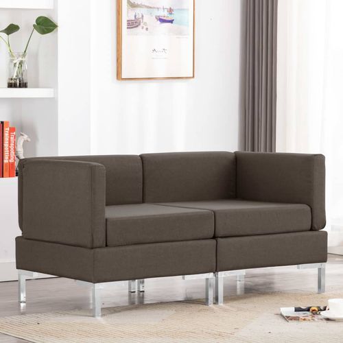 2-dijelni set sofa od tkanine smeđe-sivi slika 1