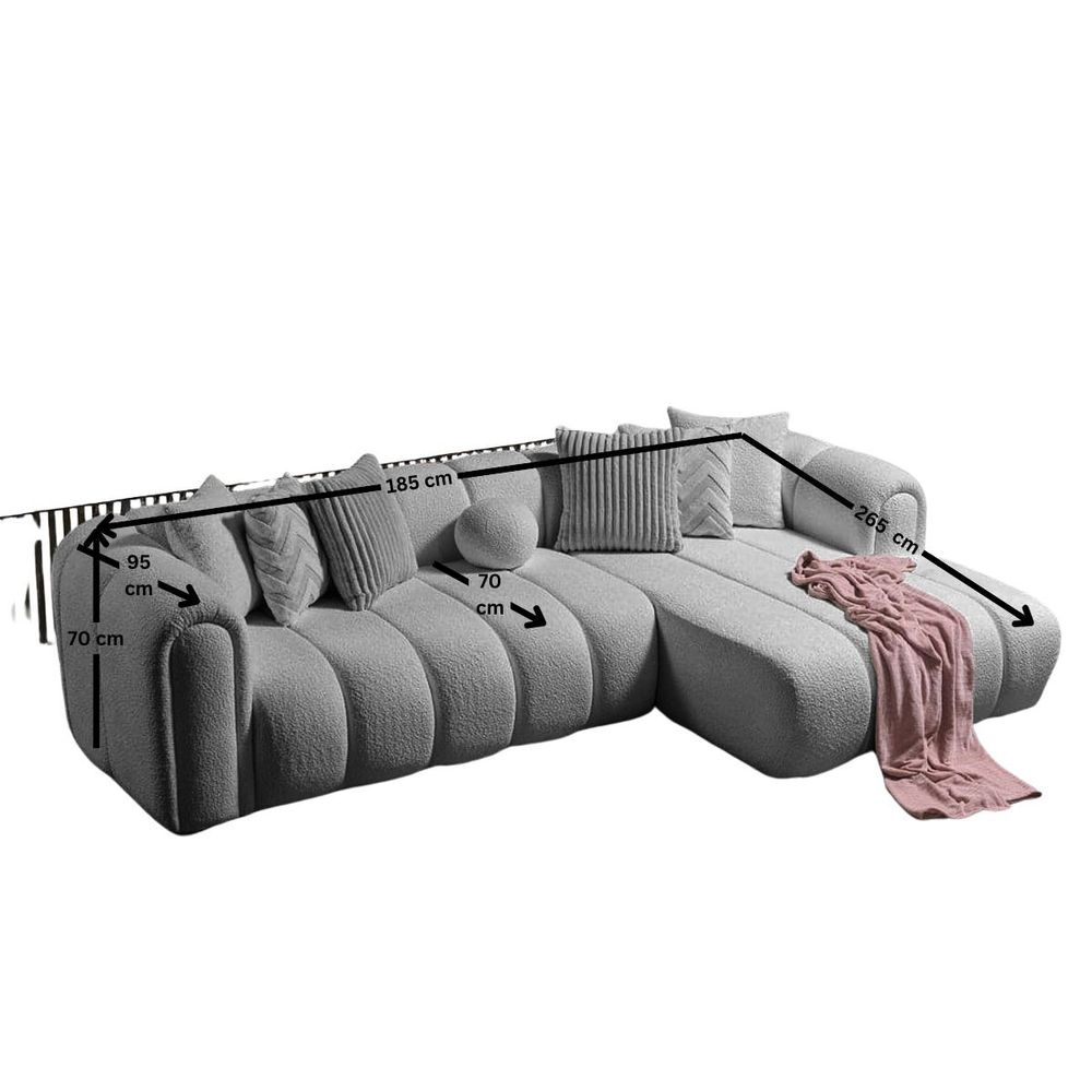Ugaona Sofa N-Line Desna - boja: siva slika 10