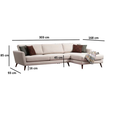 Atelier Del Sofa Kutna garnitura MAYORKA, bež boja, desni kut , Mayorka Corner Large Right ( L3 - Chl ) - Beige slika 5