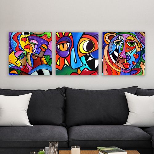 Wallity pmdr40 Multicolor Decorative Canvas Painting (3 Pieces) slika 1