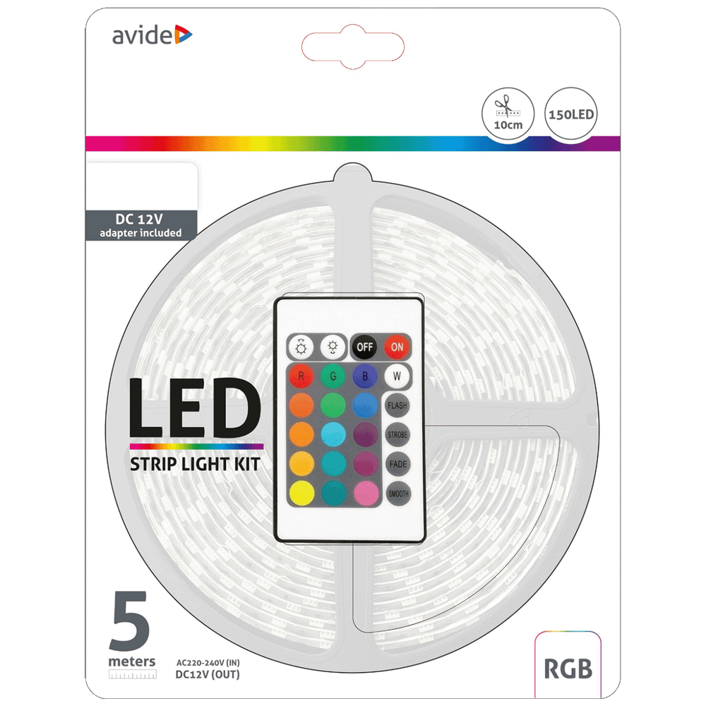 Avide LED traka sa daljinskim upravljačem, RGB, 7.2W, 12V, 5 met. - ABLSBL12V5050-30RGB65 slika 1