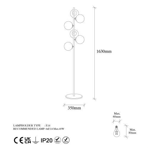 Fazli - 10515 Crna Antik Podna Lampa slika 5