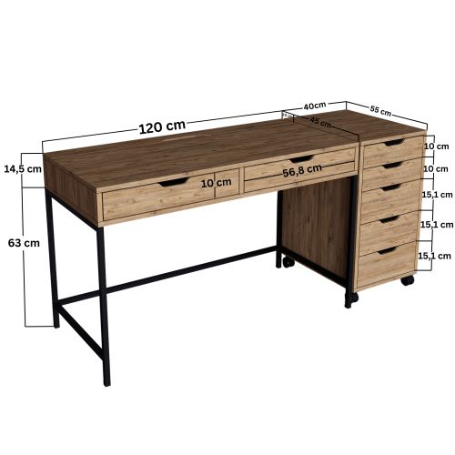 Atlas 1600-59 Atlantic Pine Study Desk slika 9