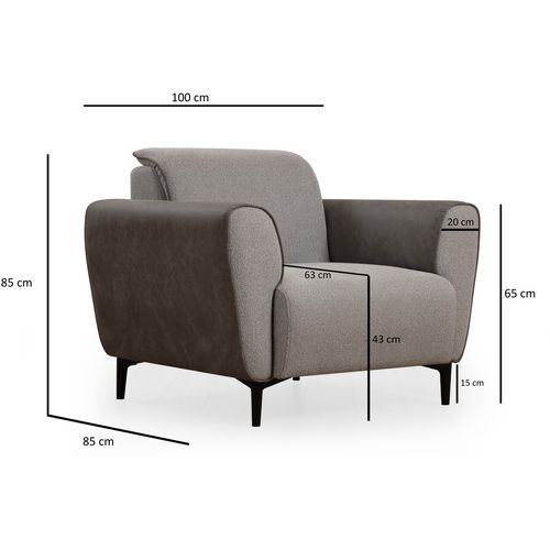 Aren - Grey Grey 1-Seat Sofa slika 10