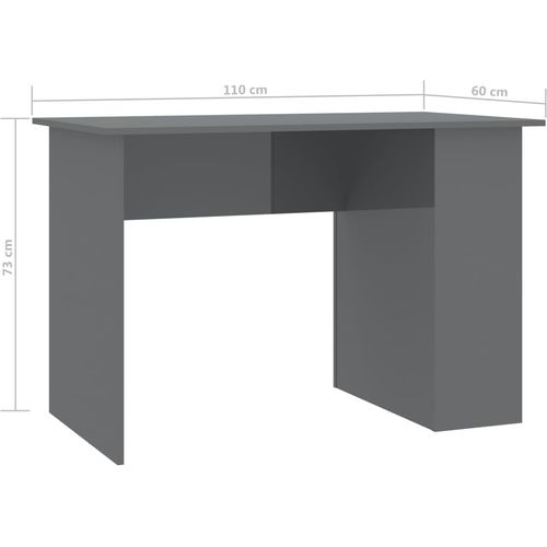 Radni stol visoki sjaj sivi 110 x 60 x 73 cm od iverice slika 12