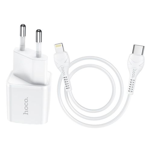 HOCO putni punjač Type C + kabel za iPhone Lightning 8-pin Power Delivery 20W Starter N10 bijeli slika 6