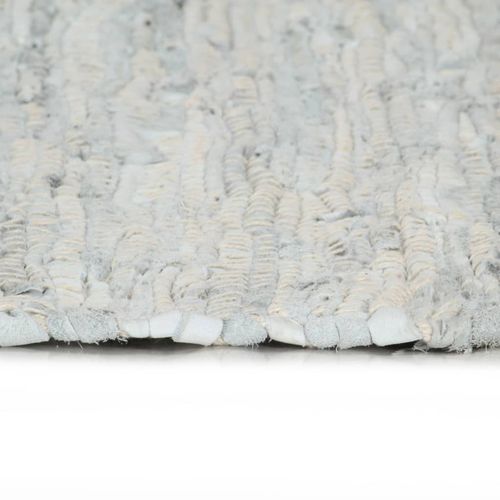 Ručno tkani tepih Chindi od kože 80 x 160 cm svjetlosivi slika 16