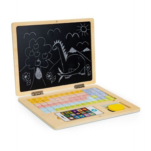 EcoToys edukativni laptop za crtanje 2u1 sa 78 magneta bijeli slika 3